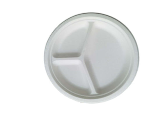 10inch disposable dinner compartment plates biodegradable sugarcane bagasse for restaurant and party use