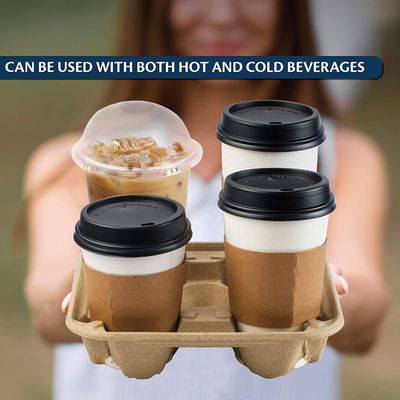 Disposable No Spill 10oz Takeaway Paper Cup Carrier Tray