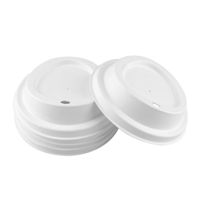 90mm 100% Biodegradable Sugarcane Pulp Molded Sip Lid , Triangle Design , Bleached